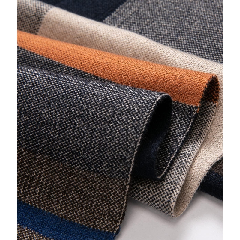 Villand Australian Merino Wool Tartan Knitted Scarf for Men, Plaid Winter Warm Thick Soft Neckwear with Gift Box - Image 6